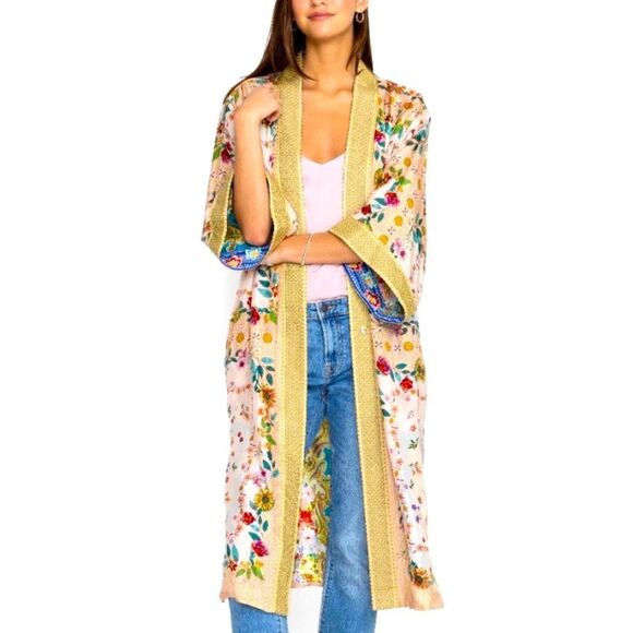 NEW Johnny Was Rivoray Nani Kimono Reversible Long Coat Silk Embroidered Size L - Picture 6 of 16